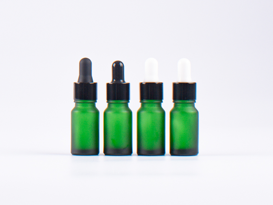 Grünglasflasche 10ml, mit Pipette schwarz
